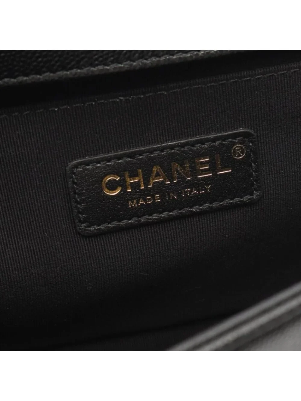 Chanel Shoulder Bag Boy Chevron Stitch Black Caviar Leather Boy Chain